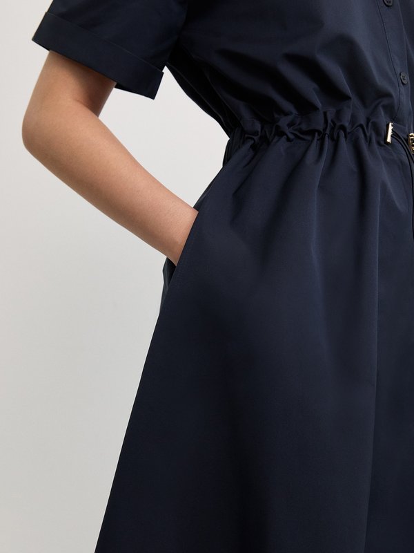 Pomelo Pomelo Drawstring Shirt Dress - Navy