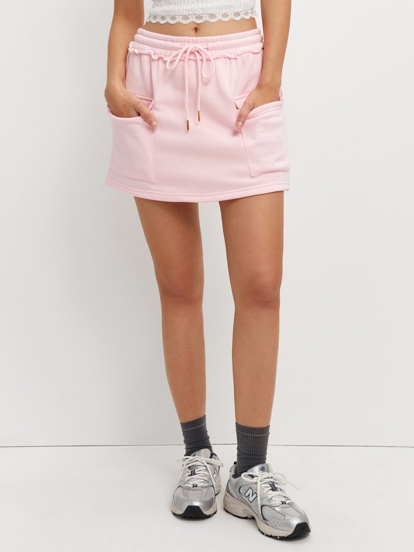 Pomelo Pomelo Drawstring Side Pockets Skirt - Pink