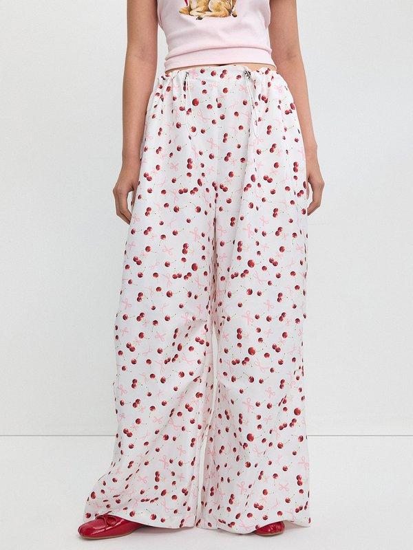 Pomelo Pomelo Drawstring Wide-Leg Pants - Print