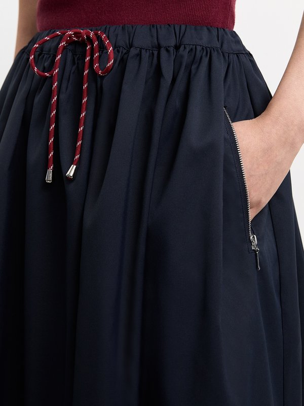 Pomelo Pomelo Drawstring Zipped Pocket Skirt - Navy