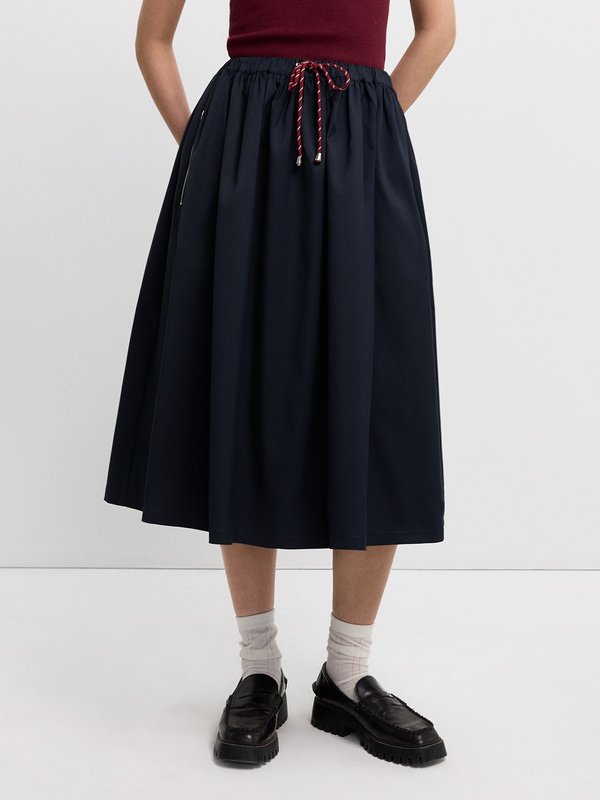 pomelo Pomelo Drawstring Zipped Pocket Skirt - Navy
