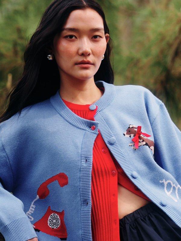 pomelo Pomelo Drop-Shoulder Cardigan - Blue