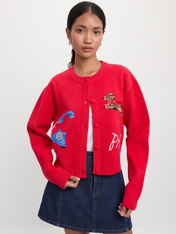 Pomelo Pomelo Drop-Shoulder Cardigan - Red