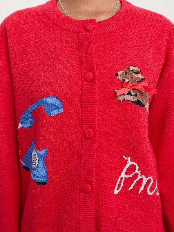 Pomelo Pomelo Drop-Shoulder Cardigan - Red