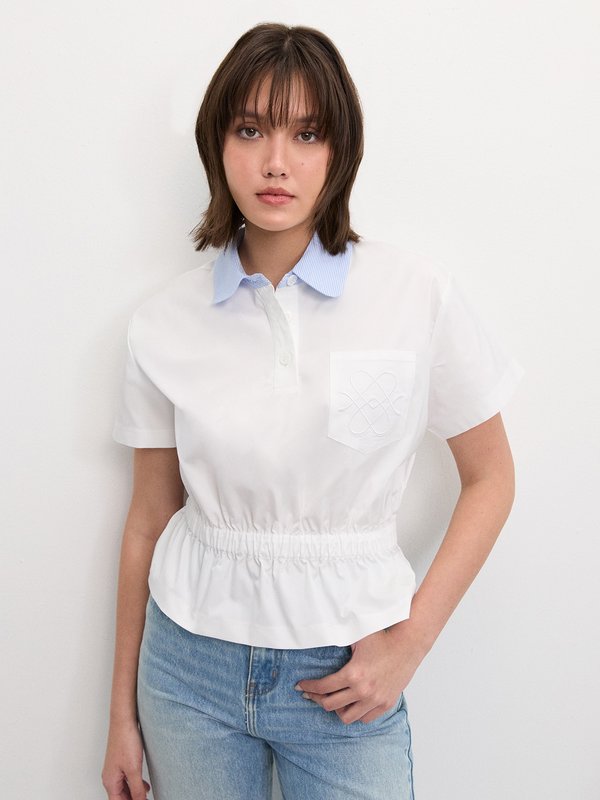 pomelo Pomelo Elastic Waist Blouse - White