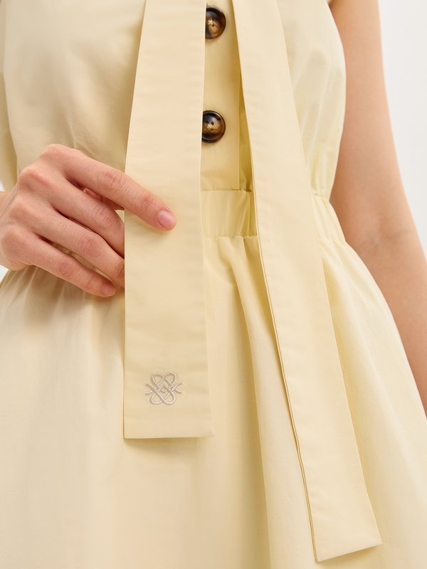 Pomelo Pomelo Elastic Waist Tie Dress - Cream