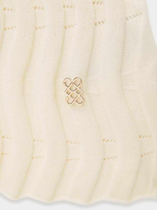 Pomelo Pomelo Embossed Wave-Knit Polo Top - Ivory