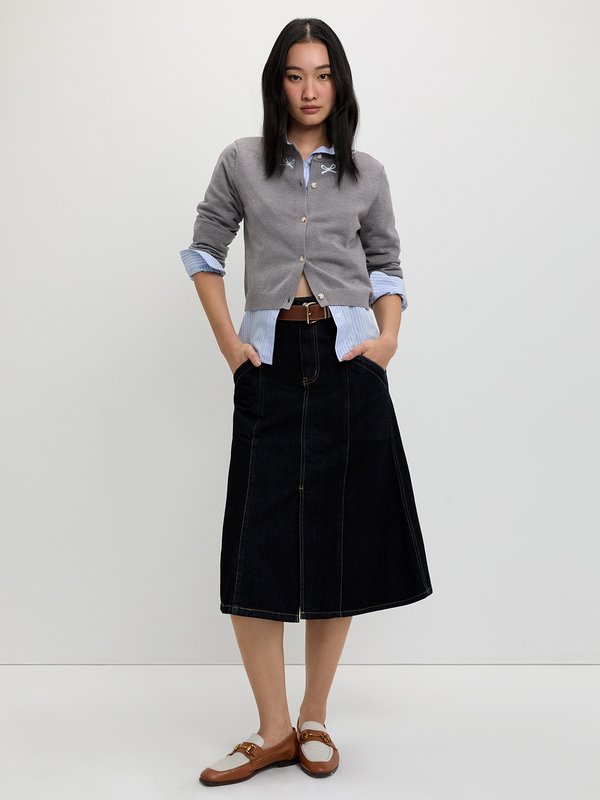 Pomelo Pomelo Embroidered Bow Cardigan - Light Grey