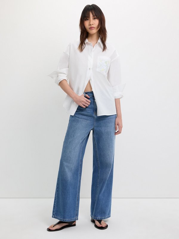 Pomelo Pomelo Embroidered Button-Up Shirt - White