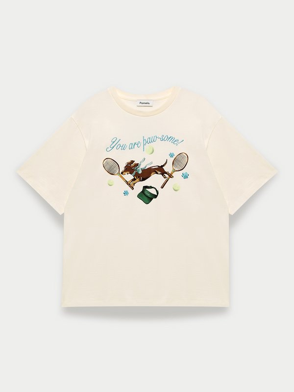 pomelo Pomelo Embroidered Graphic Tee - Off-White