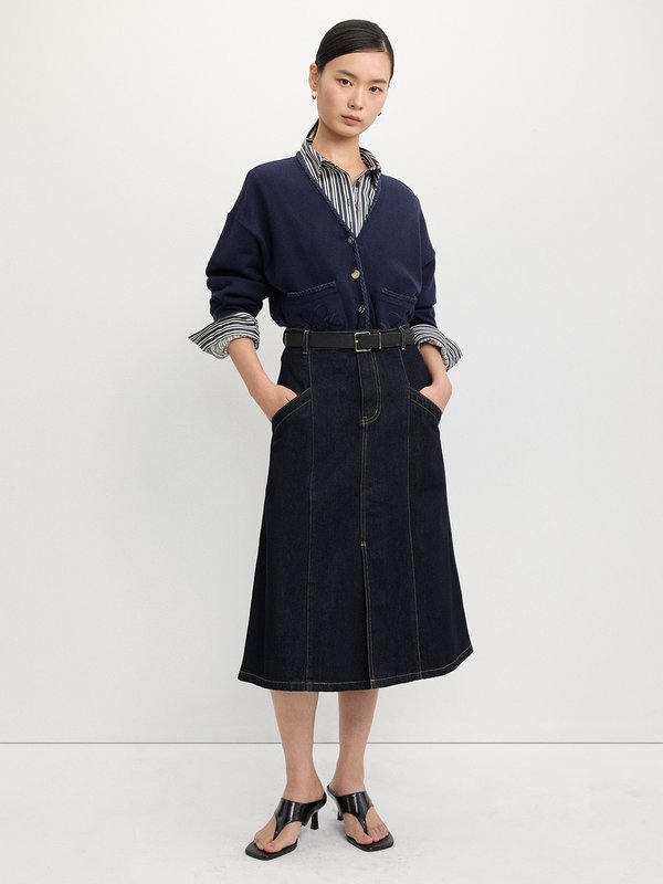 Pomelo Pomelo Embroidered Knit Cardigan - Navy