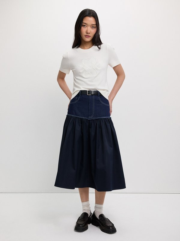 Pomelo Pomelo Embroidered Knit Top - Ivory