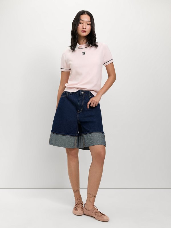 Pomelo Pomelo Embroidered Knit Top - Light Pink