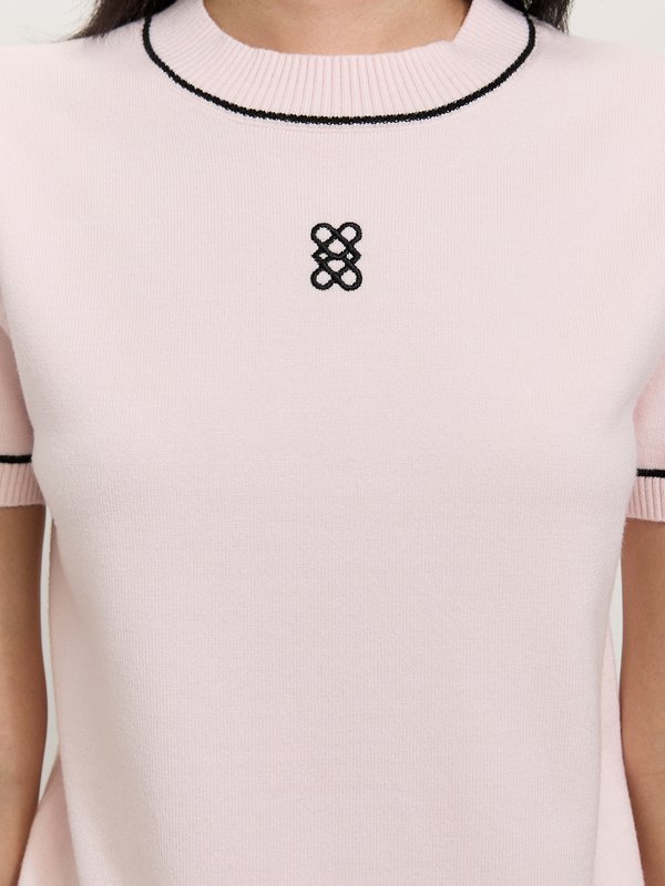 Pomelo Pomelo Embroidered Knit Top - Light Pink