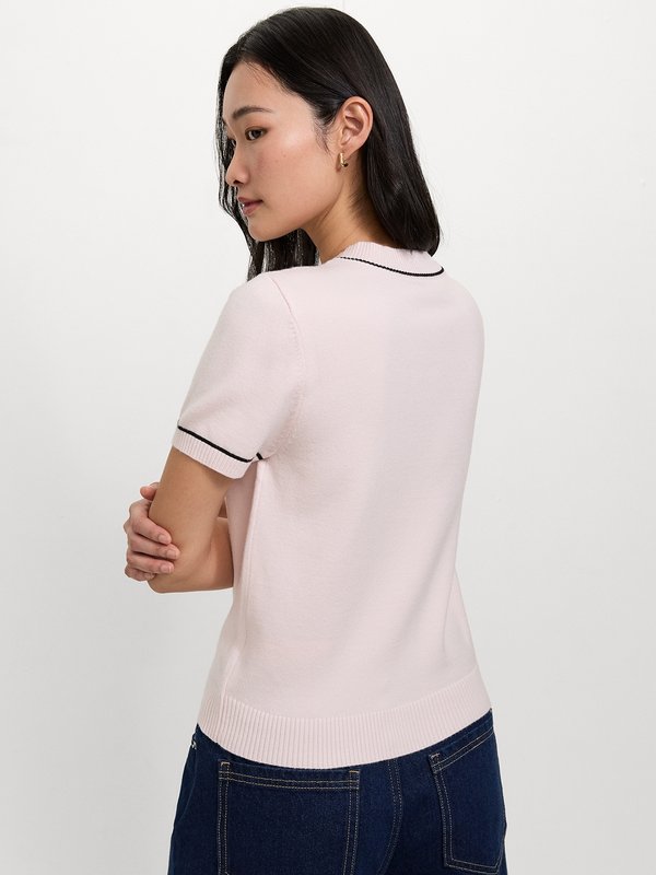Pomelo Pomelo Embroidered Knit Top - Light Pink
