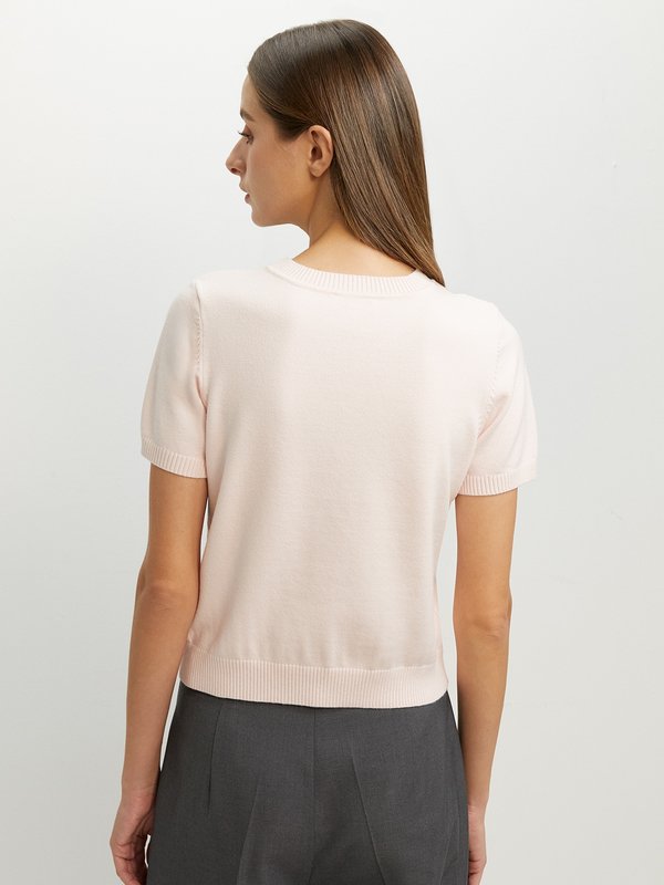 Pomelo Pomelo Embroidered Knit Top - Light Pink