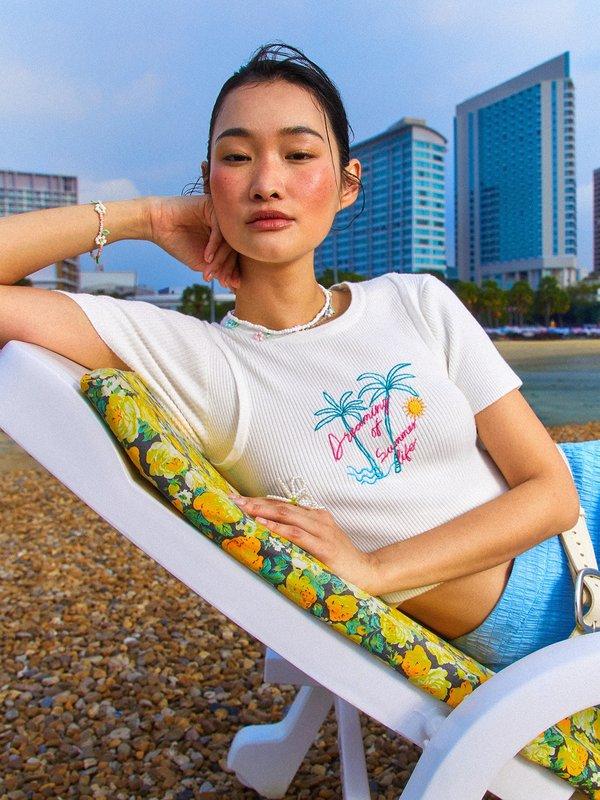 pomelo Pomelo Embroidered Knit Top - White