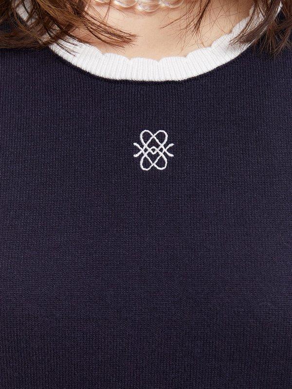 Pomelo Pomelo Embroidered Logo Knit Top - Navy