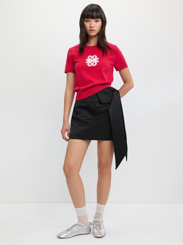 Pomelo Pomelo Embroidered Logo Knit Top - Red