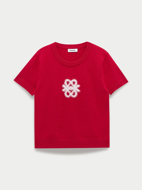 Pomelo Pomelo Embroidered Logo Knit Top - Red