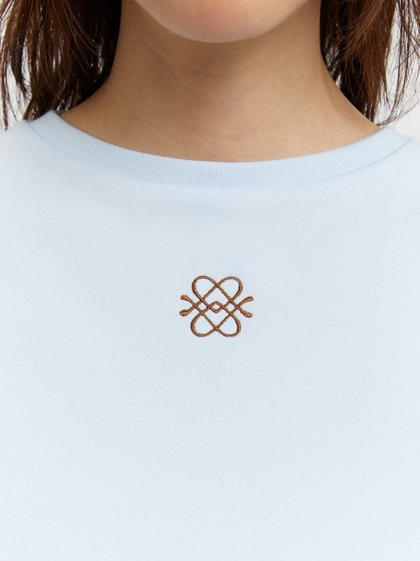 Pomelo Pomelo Embroidered Logo Tee - Baby Blue