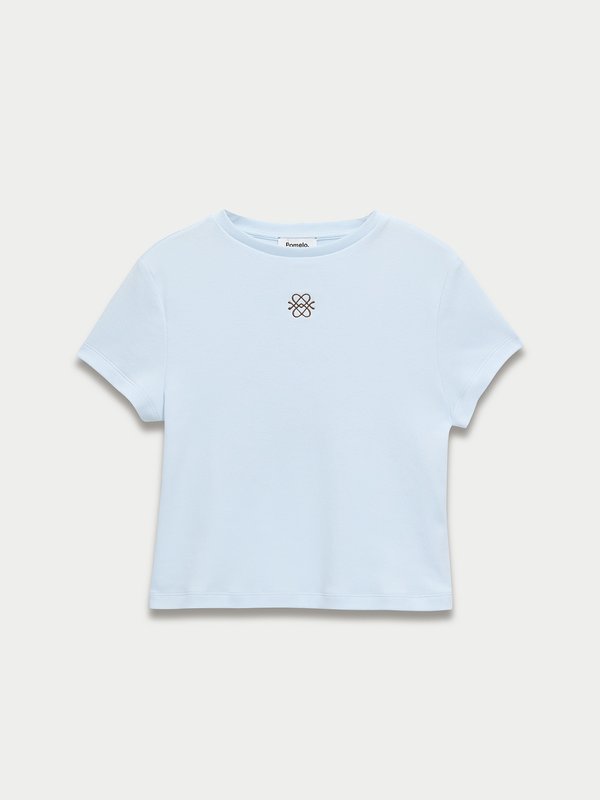 Pomelo Pomelo Embroidered Logo Tee - Baby Blue