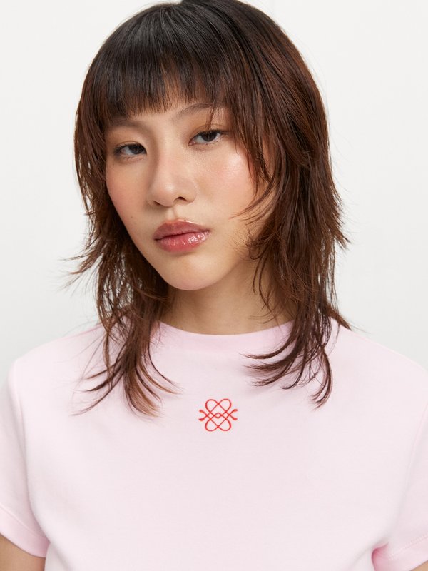 Pomelo Pomelo Embroidered Logo Tee - Light Pink