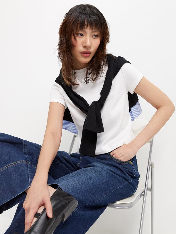 Pomelo Pomelo Embroidered Logo Tee - White