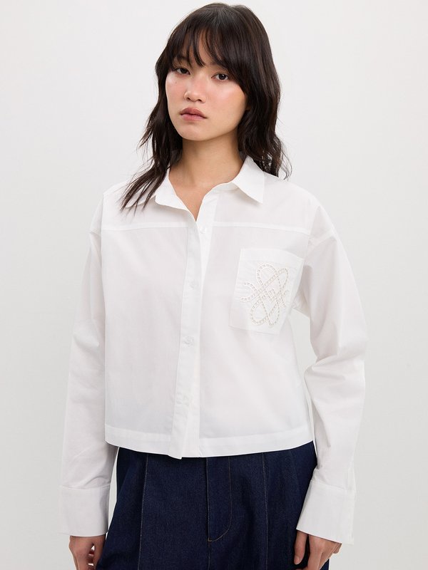 Pomelo Pomelo Embroidered Pocket Shirt - White