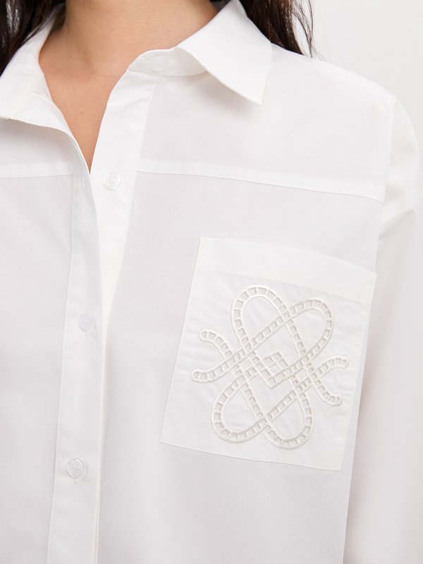 Pomelo Pomelo Embroidered Pocket Shirt - White
