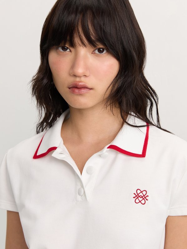 Pomelo Pomelo Embroidered Polo Top - White