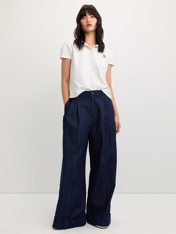 Pomelo Pomelo Embroidered Polo Top - White