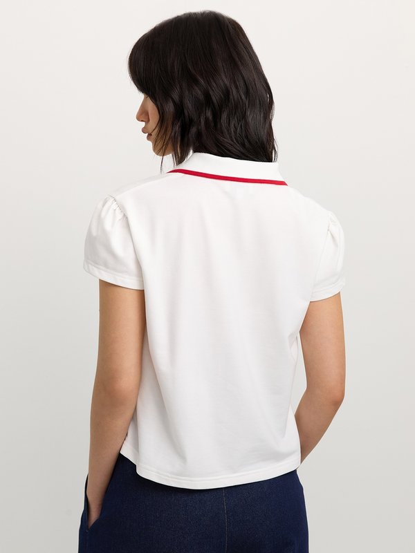 Pomelo Pomelo Embroidered Polo Top - White