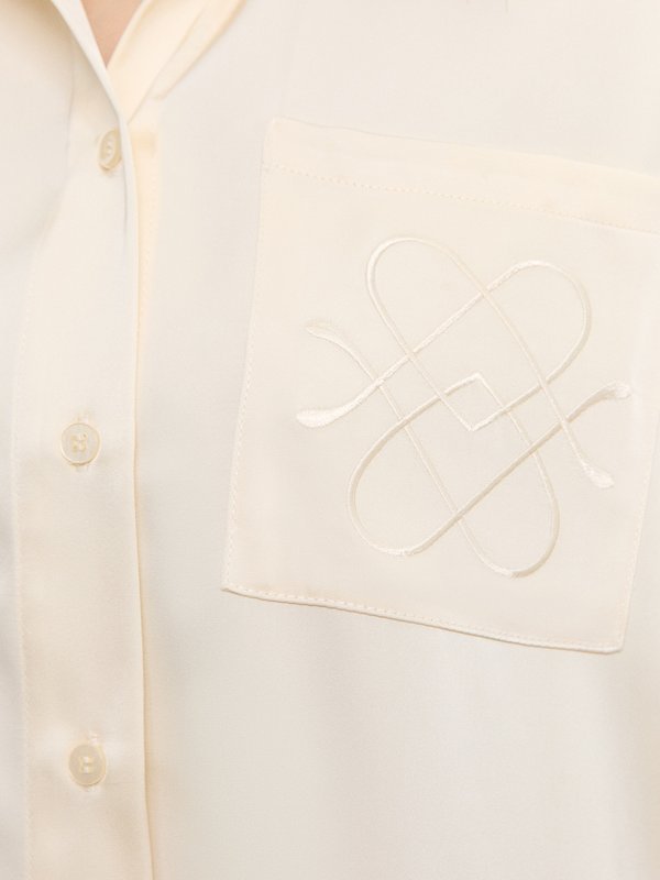 Pomelo Pomelo Embroidered Satin Shirt - Cream