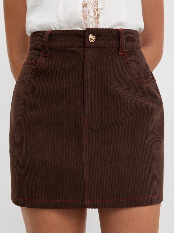Pomelo Pomelo Embroidered Skort - Brown