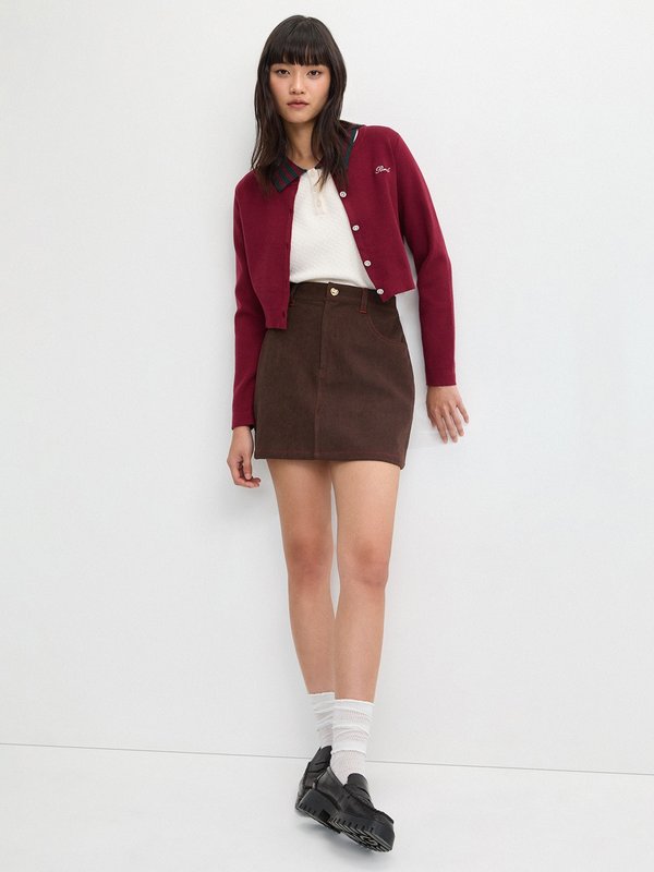 Pomelo Pomelo Embroidered Skort - Brown