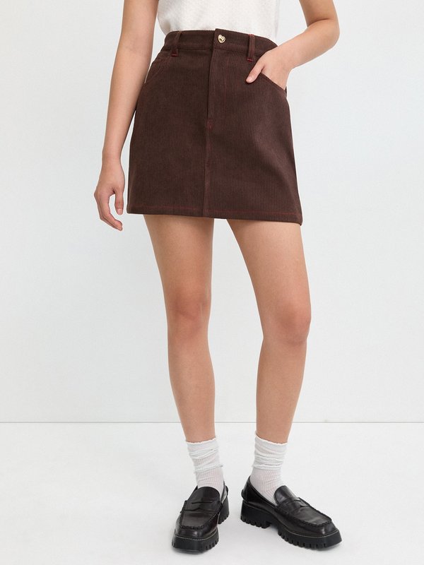 Pomelo Pomelo Embroidered Skort - Brown