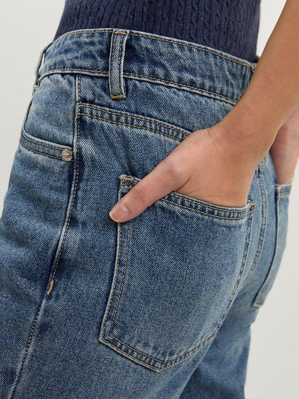 Pomelo Pomelo Embroidery Cuff Jeans - Blue