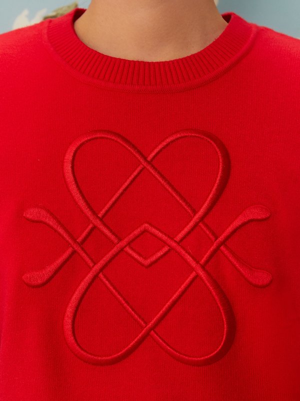 Pomelo Pomelo Embroidery Knit Top - Red