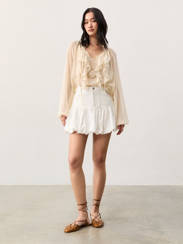 Pomelo Pomelo Eyelet Bubble Skirt - White