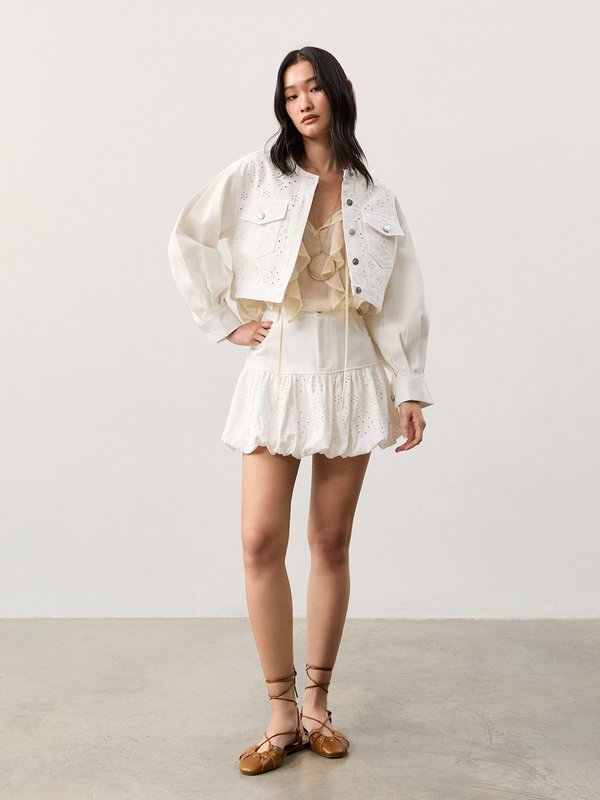 Pomelo Pomelo Eyelet Bubble Skirt - White