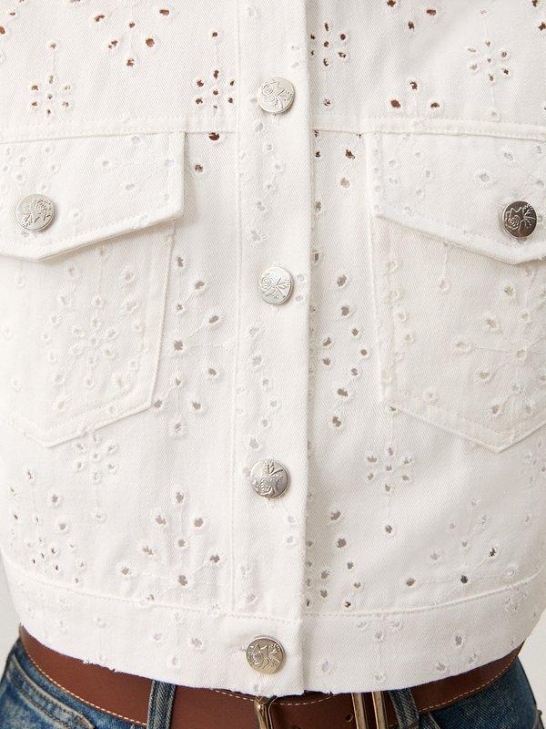 Pomelo Pomelo Eyelet Denim Jacket - White
