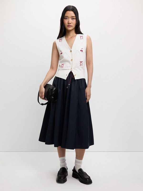 Pomelo Pomelo Eyelet Embroidered Vest - Ivory