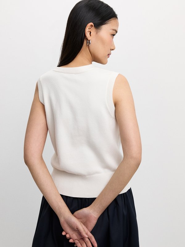 Pomelo Pomelo Eyelet Embroidered Vest - Ivory