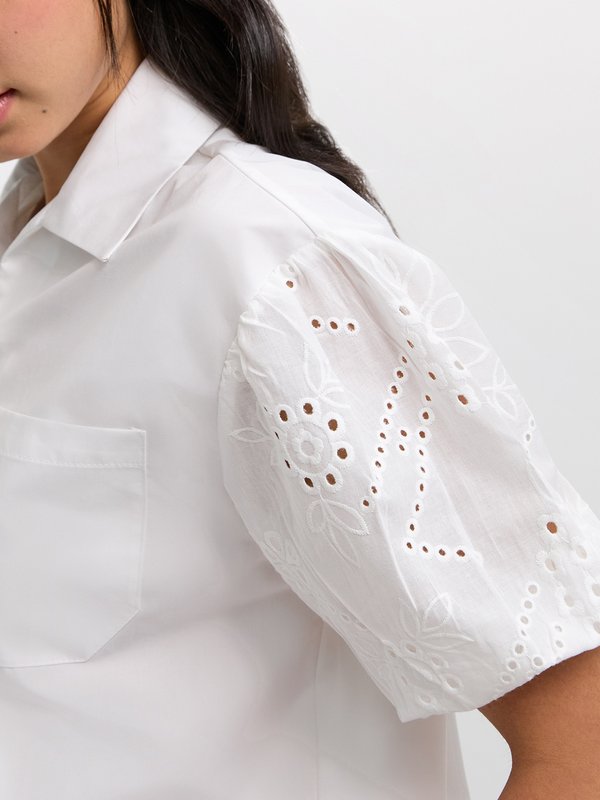 Pomelo Pomelo Eyelet Sleeve Top - White