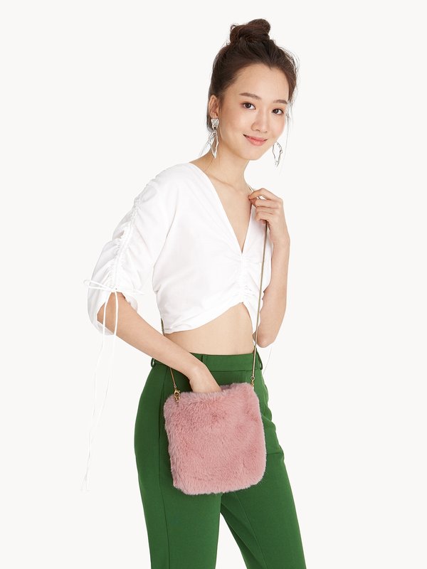 Pomelo Pomelo Faux Fur Chained Crossbody Bag - Pink