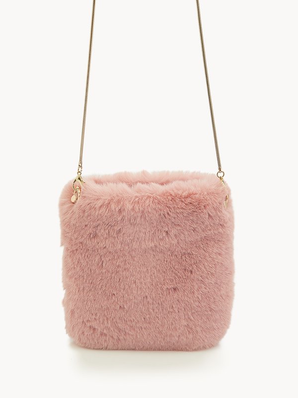Pomelo Pomelo Faux Fur Chained Crossbody Bag - Pink