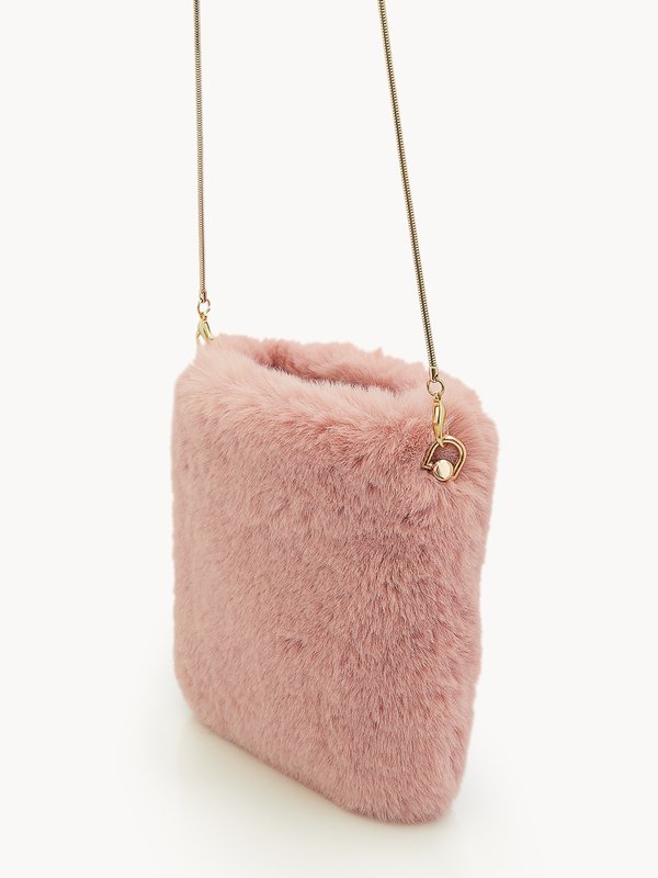 Pomelo Pomelo Faux Fur Chained Crossbody Bag - Pink