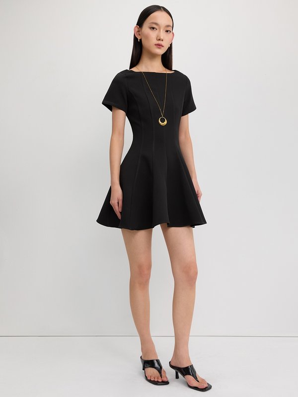 pomelo Pomelo Flare Mini Dress - Black