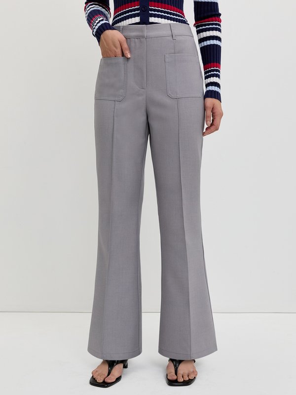pomelo Pomelo Flare Pants - Light Grey